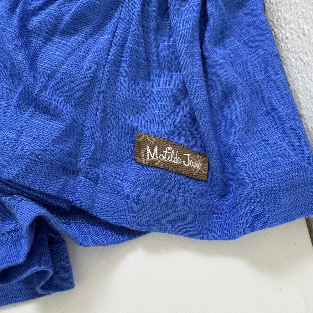 Matilda Jane Sleeveless Tiered Midi Dress Womens XL Blue Lace Trim Slub Knit NWT